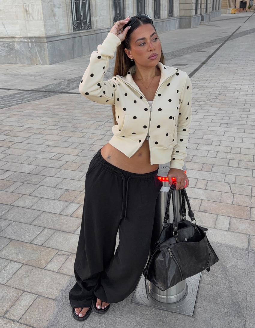 Barrel-Leg Fleece Trousers with Toggles